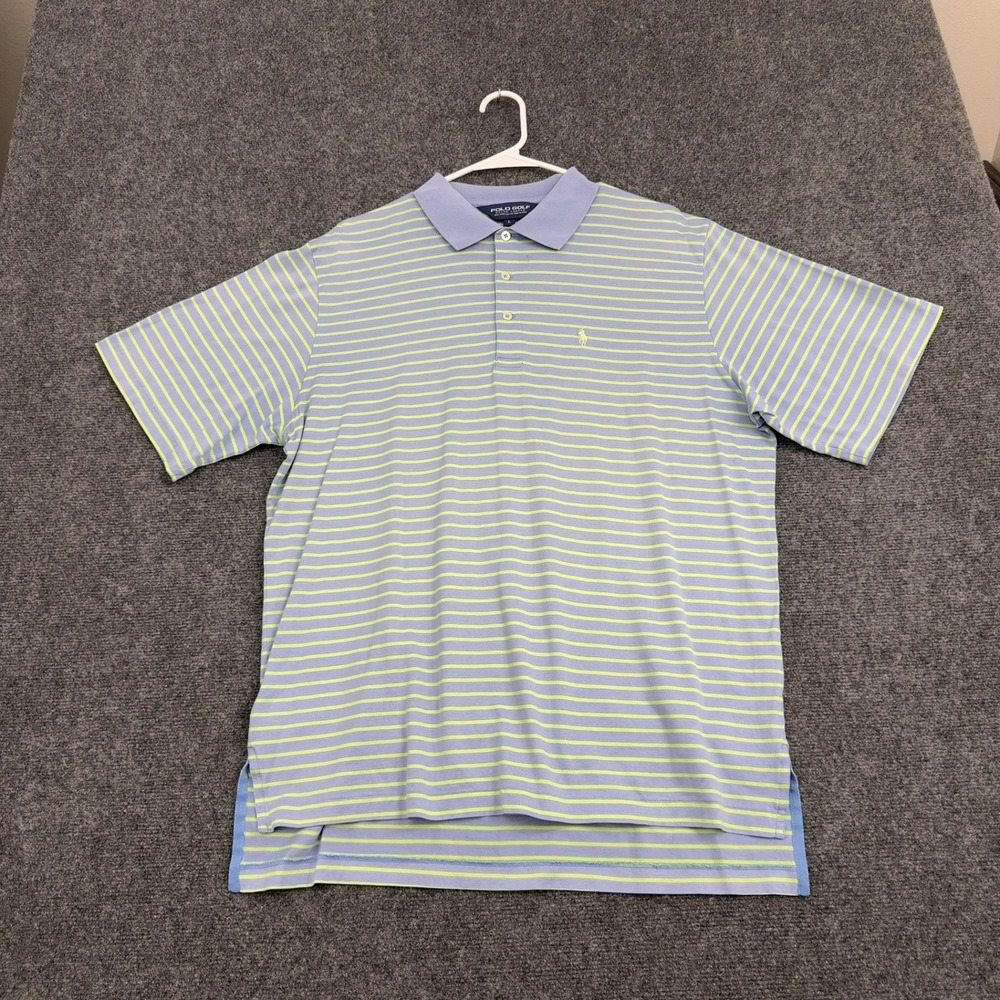 Polo Golf Ralph Lauren Polo Shirt Mens L Blue Cotton Striped Short Sleeve Preppy